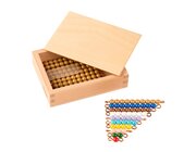 Kasten mit farbiger Perlentreppe von 1 bis 9 und neun goldenen Zehnerst�bchen (1 Satz Kunststoff)