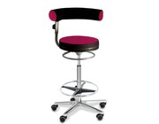 Sanus-Hochstuhl, Sitzh�he 63-89 cm, Lehne h�henverstellbar, Stoff schwarz/pink, mit Rollstopp