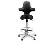 Sanus B�rostuhl Variowip Hochstuhl, Sattel, Leder, 58-85 cm, schwarz, Fu�ring, auf Gleitern