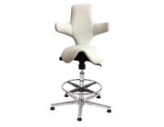 Sanus B�rostuhl Variowip Hochstuhl, Sattel, Leder, 58-85 cm, wei�, Fu�ring, auf Gleitern