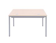 EDV-Tisch mit Blechkanal, 80x80 cm, Dekor grau, Stahlfarbe wei�aluminium, Kunststoffgleiter ohne Lasche