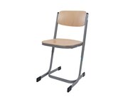 Sch�lerstuhl mit Doppel-U-Fu�, Buche natur, h�henverstellbar 34-38-42 cm, Gestellfarbe RAL 9006 Wei�aluminium