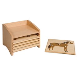 Kasten mit f�nf F�chern f�r die Tierpuzzles