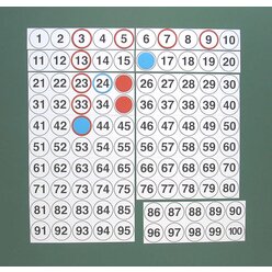 Hunderterfeld f�r die Tafel magnetisch mit Kreisen und Ringen