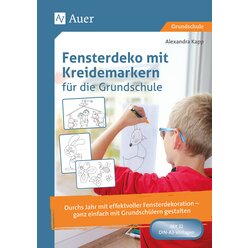 Fensterdeko mit Kreidemarkern f�r die Grundschule