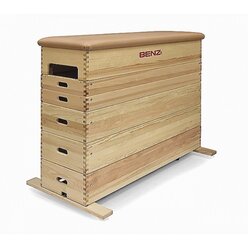 BENZ Sport Sprungkasten 6-teilig mit Aussparungen, Deckel Kernrindleder beige, mit Rollvorrichtung