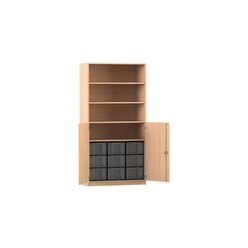 Flexeo� Schrank, Buche hell, 9 gro�e Boxen, 4 F�cher, 2 Halbt�ren, HxBxT: 190 x 94,4 x 50 cm