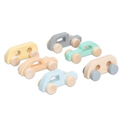 Betzold Holz Schiebeautos natur, 6er Set