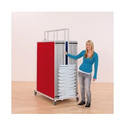 Stelltafel-Set Unicolor mit Wagen, 24 Stativen, 20 Tafeln rot