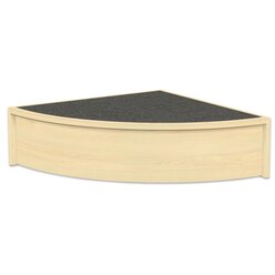 Podest-Viertelkreis 75 x 75 cm, H�he 24 cm, Birke hell, Teppich grau