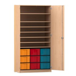 Flexeo Bastelschrank, Buche hell, 7 F�cher, 9 gro�e Boxen, HxBxT: 190x94,4x60 cm, Dreholive