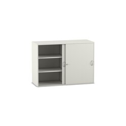 Flexeo Aufsatzschrank wei�, Schiebet�ren, 4 Fachb�den, HxBxT: 90,9 x 126,4 x 38 cm