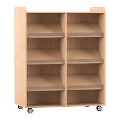 Flexeo� B�cherwagen, Buche hell, beidseitig je 6 Schr�gablagen