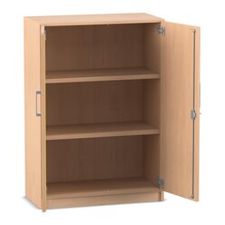 Flexeo Schrank mit Dreht�ren, Buche hell, 3 Ordnerh�hen, HxBxT: 115,3x80x42, B�gelgriff eckig mit Schloss