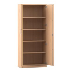 Flexeo Schrank mit Dreht�ren, Buche hell, 5 Ordnerh�hen, HxBxT: 190x80x42 cm, Bogengriff mit Schloss