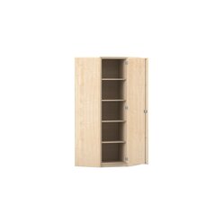 Flexeo Eckschrank, Ahorn honig, 4 Fachb�den, HxT 190 x 60 cm, Bogengriff mit Schloss