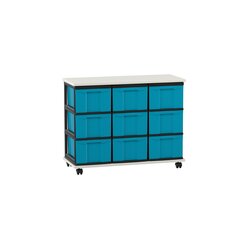 Flexeo Containersystem mit Ablage wei�, 9 gro�e Boxen, HxBxT: 72,8 x 90,5 x 38,5 cm, Rollen