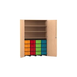 Flexeo� Garagenschrank, Buche hell, Bogengriff mit Schloss, HxBxT: 190 x 126,4 x 50 cm