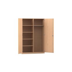 Flexeo Garderobenschrank mit einer Garderobe und 6 F�chern, Buche hell, HxBxT: 190 x 126,4 x 60 cm, Bogengriff mit Schloss