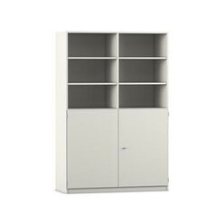 Flexeo Hochschrank wei� 10 F�cher, 2 Halbt�ren, HxBxT: 190x126,4x50 cm, Bogengriff mit Schloss