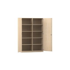 Flexeo� Hochschrank Ahorn honig, 10 F�cher, 2 T�ren, HxBxT: 190x126,4x50 cm, Schloss
