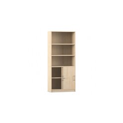Flexeo Schiebet�renschrank mit Sockel, Ahorn honig, HxBxT 190x80x40 cm, B�gelgriff mit Schloss