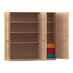 Flexeo� Musikschrank, Buche hell, 6 gro�e Boxen bunt, Breite 190,5 cm, Schloss