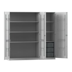 Flexeo Musikschrank grau, HxBxT: 190 x 190,5 x 60 cm, 6 gro�e Boxen transparent, Bogengriff mit Schloss