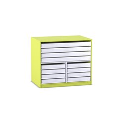 Flexeo� Papier- und Bilderschrank, apfelgr�n, 4 gro�e, 8 kleine Ausz�ge, HxBxT 99,1x115x78 cm