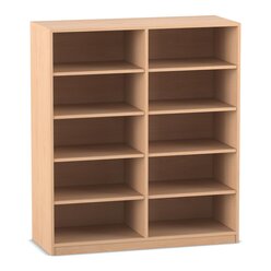 Flexeo� Regal, Buche hell, 2 Reihen, 10 F�cher, HxBxT: 143,9x126,4x48 cm