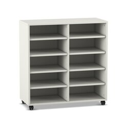 Flexeo Regal, wei�, 2 Reihen, 10 F�cher, HxBxT 98 x 94 x 40 cm, Sockel