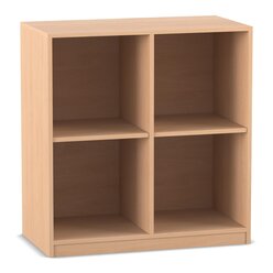 Flexeo� Regal Buche hell, 4 F�cher, Sockel, 99,1 x 94,4 x 38 cm