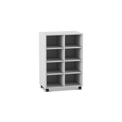 Flexeo Regal, Dekor grau, HxBxT: 98x66,5x40,8 cm, 2 Reihen, 8 F�cher, Rollen