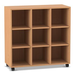 Flexeo� Regal, Buche dunkel, 3 Reihen, 9 F�cher, HxBxT: 98x140x40,8 cm, Sockel