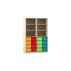 Flexeo Regal, Ahorn honig, 6 F�cher, 16 gro�e Boxen bunt, HxBxT: 190x126,4x48 cm