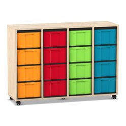 Flexeo Regal, Ahorn honig, HxBxT: 92,3 x 130,7 x 40,8 cm, 4 Reihen, 16 gro�e Boxen, Sockel