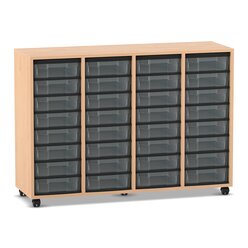 Flexeo� Regal Buche hell, HxBxT: 92,3 x 130,7 x 40,8 cm, 4 Reihen, 32 kleine Boxen transparent, Stellf��e