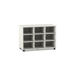 Flexeo� Regal PRO, wei�, 3 Reihen, 9 F�cher, Sockel, Tiefe 38 cm