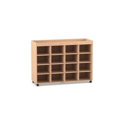 Flexeo� Regal PRO, Buche Hell, HxBxT: 105,6x143,9x48 cm, 4 Reihen, 16 F�cher, Aufkantung, Sockel