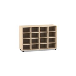 Flexeo� Regal PRO, 4 Reihen, 16 F�cher, H x B x T: 99,1 x 143,9 x 48 cm, Ahorn honig, Sockel