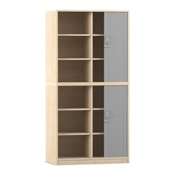 Flexeo� Rollladenschrank, Ahorn honig, HxBxT: 190 x 94,4 x 48 cm, 12 F�cher, Mittelwand