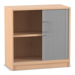 Flexeo Rollladenschrank mit Sockel, Buche hell, 2 F�cher, HxBxT: 80,1 x 80 x 40 cm, Bogengriff mit Schloss