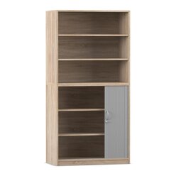 Flexeo Rollladenschrank, Eiche natur, 6 F�cher, 1 T�r unten, HxBxT: 190 x 94,4 x 58 cm