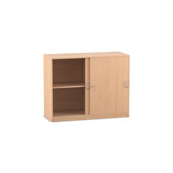 Flexeo Schiebet�renschrank mit 4 F�chern, Buche hell, 48 cm tief