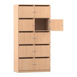 Flexeo� Schlie�fachschrank Buche hell, 10 F�cher mit Briefschlitz, HxBxT: 190x94,4x40 cm