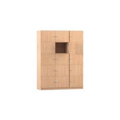 Flexeo Schlie�fachschrank, Buche hell, 15 geschlossene F�cher, HxBxT: 190x142,5x40 cm