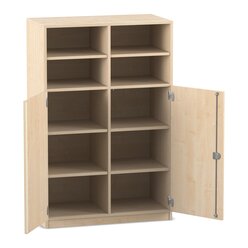 Flexeo� Halbt�renschrank, Ahorn honig mit 10 F�chern und 2 Halbt�ren, HxBxT: 143,9x94,4x40 cm, Bogengriff mit Schloss