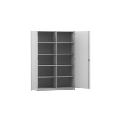 Flexeo Hochschrank grau 10 F�cher, 2 T�ren, HxBxT: 190x126,4x50 cm, Bogengriff mit Schloss
