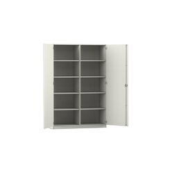 Flexeo Hochschrank wei� 10 F�cher, 2 T�ren, HxBxT: 190x126,4x50 cm, Bogengriff mit Schloss