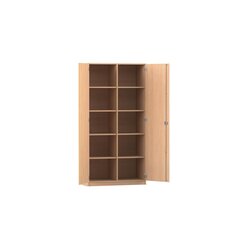 Flexeo� Schrank, Buche hell, 10 F�cher, Mittelwand, 2 T�ren, Bogengriff mit Schloss, HxBxT: 190 x 94,4 x 40 cm